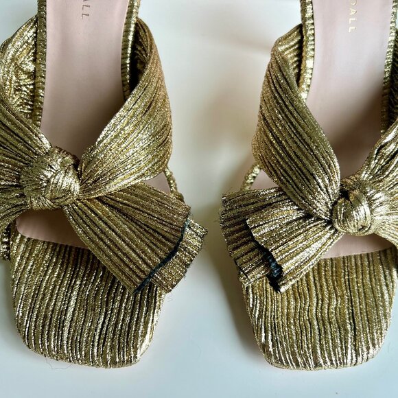 LOEFFLER RANDALL Claudia Pleated Skinny Heel Mule in Oro (gold)  size 11. - Picture 6 of 11